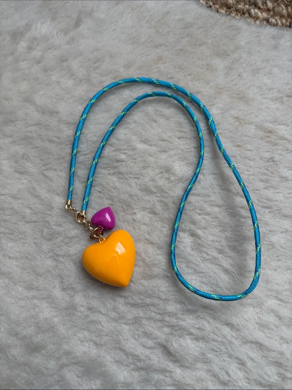 Roxanne Assoulin Happy Cord Long Big Double Heart Necklace